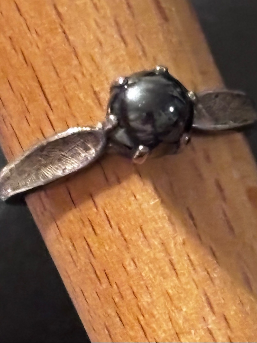 Vintage Bell Trading Post Sterling‎ Textured Ring Black Gray Hematite Stone